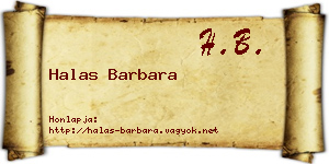 Halas Barbara névjegykártya